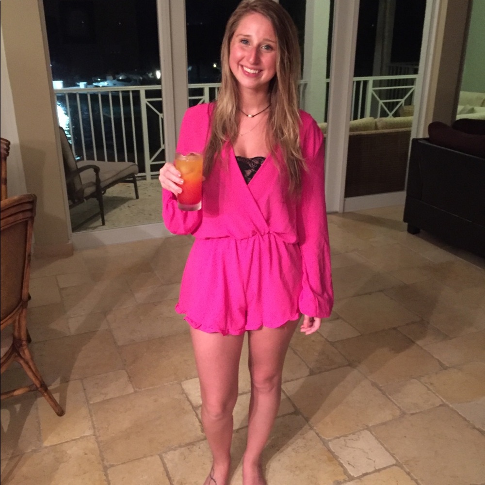 Beautiful Hot Pink Long Sleeved Romper - Picture 8 of 8